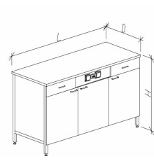 Стол-тумба с дверками с ящиками и розетками 1500 СТЛдб-М с/я.р.